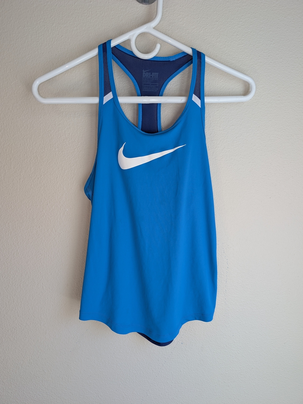 Nike Bright Blue Racerback Tank with White Swoosh Size M